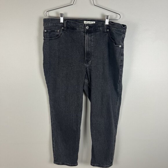 Abercrombie & Fitch The Mom High Rise Jeans, Women 16 Short Stretch Fade Black - Picture 1 of 9